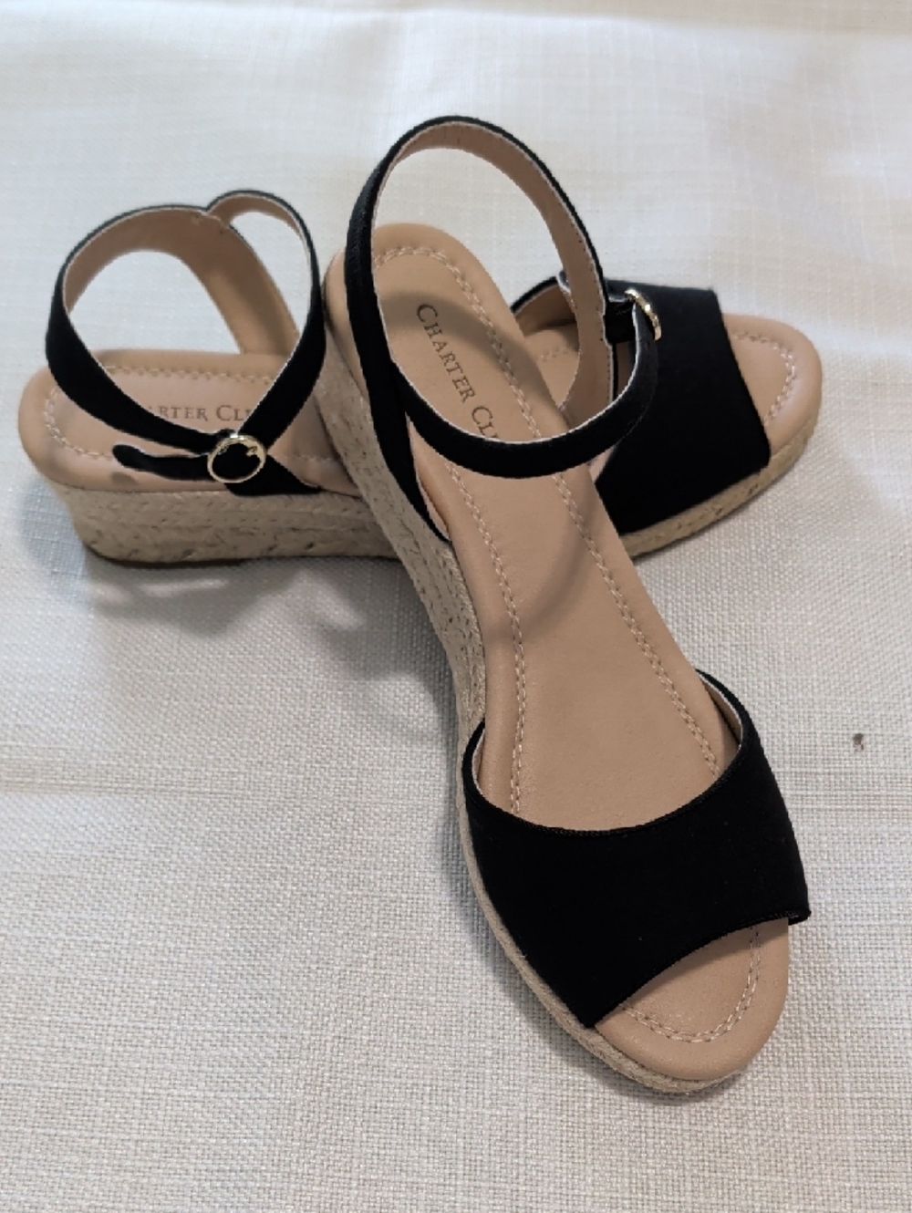 Charter Club Black Open-Toe Ankle Strap Sandals - Picture 2 of 6